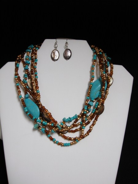 Fashion Necklace Set W/ Torq. Stone